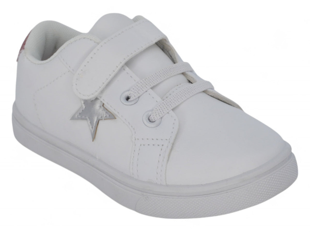 Toddler White & Silver Star Sneaker