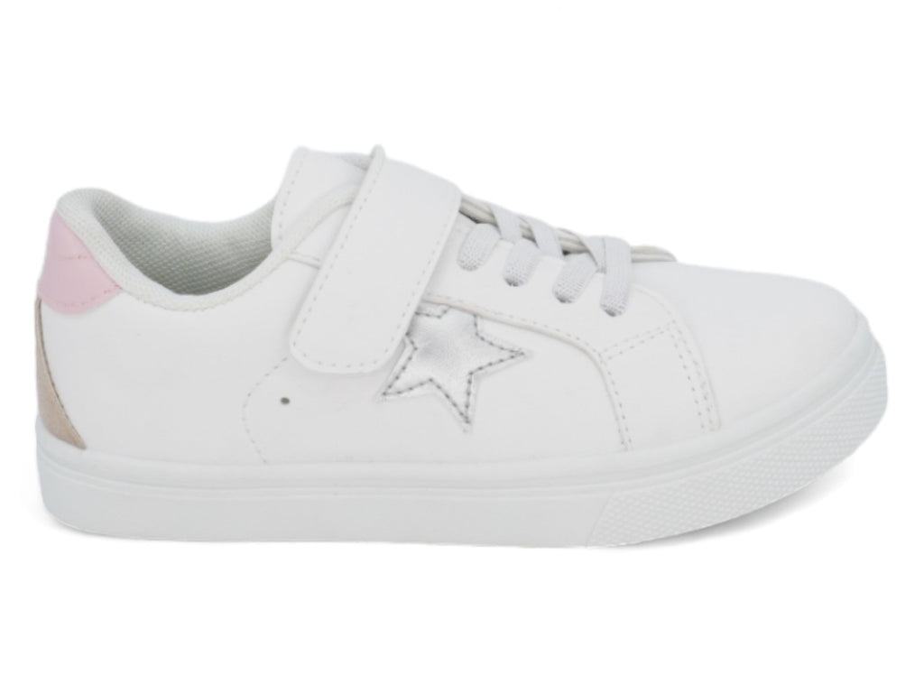 Toddler White & Gray Star Sneaker