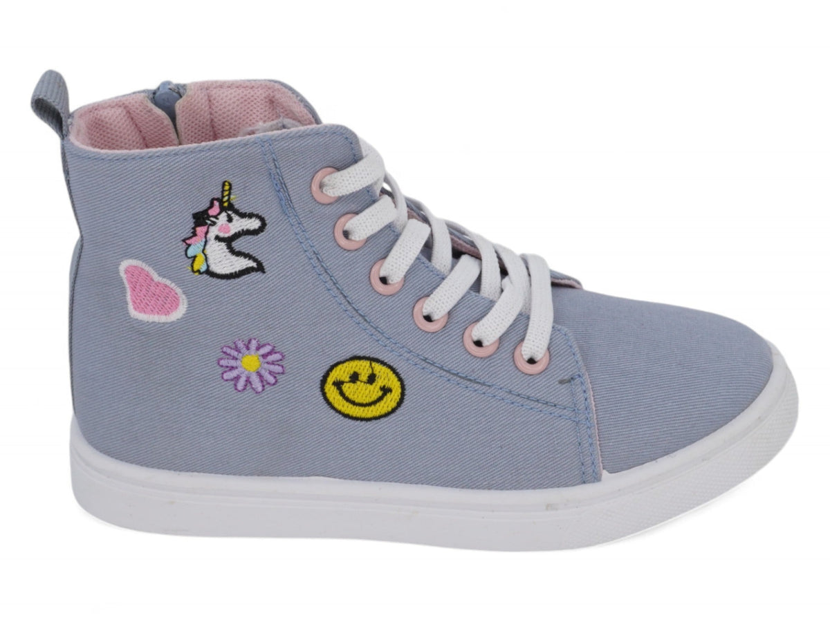 Girls Gray Patch High Top Sneaker