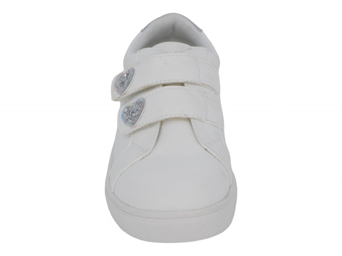 Girls White Velcro Heart Sneaker