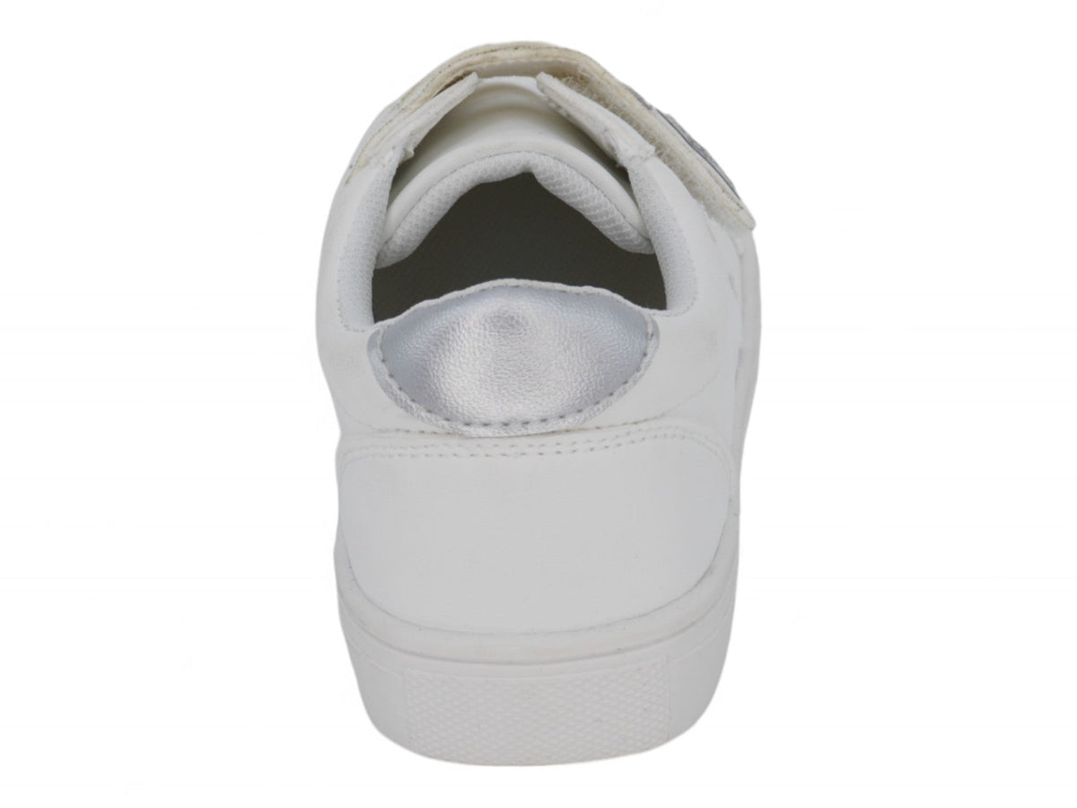 Girls White Velcro Heart Sneaker