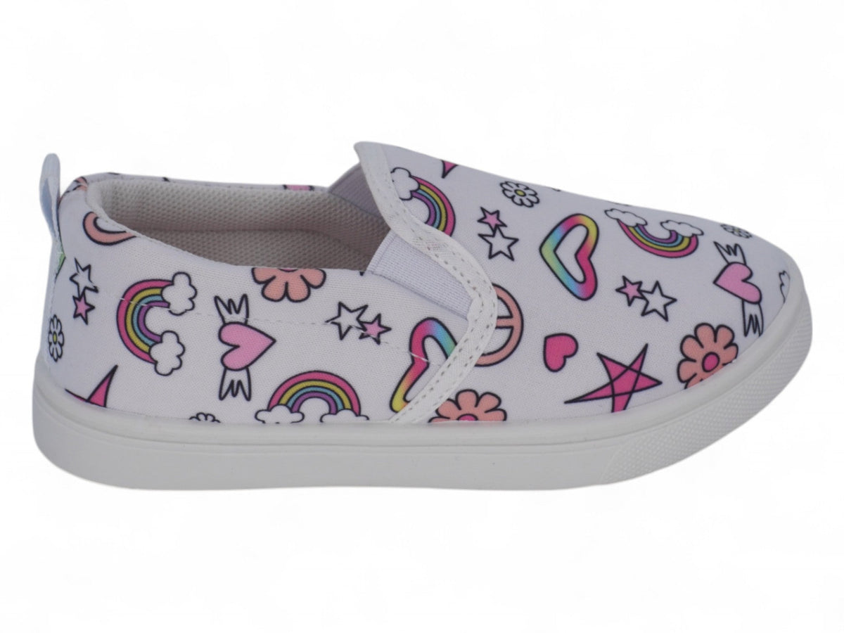Toddler White Rainbow Print Slip On
