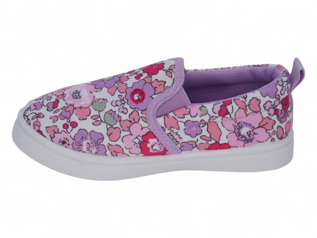 Toddler White Purple Multicolor Flower Slip On