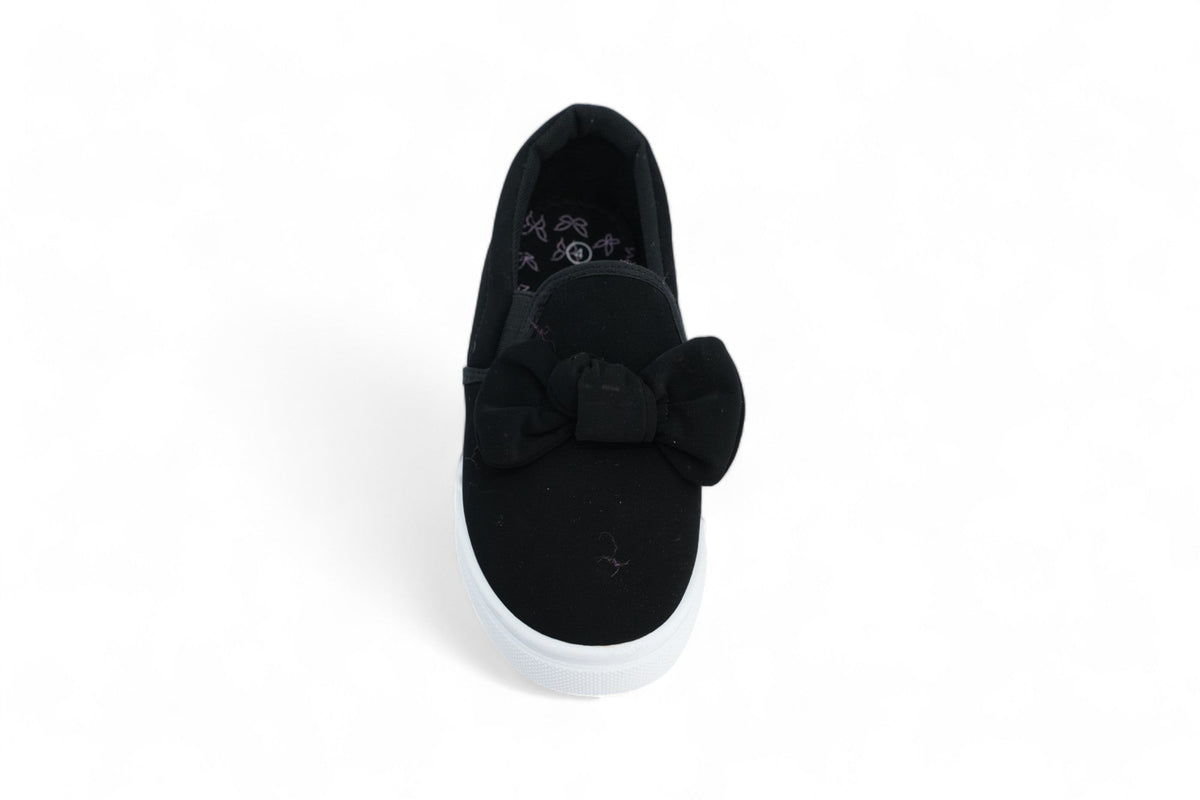 Girls` Black Bow Slip On Sneaker