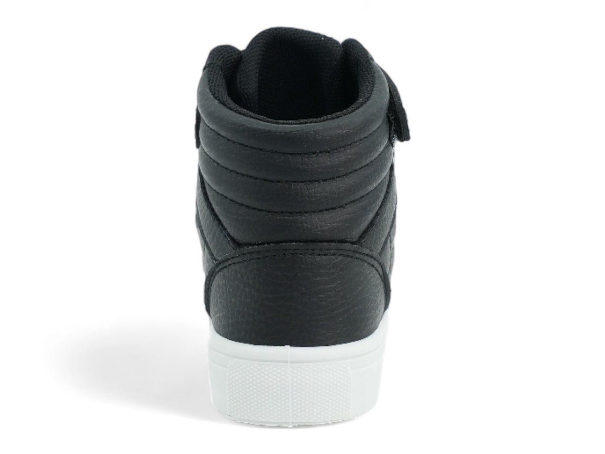 Girls` Black Quilted Vegan Leather High Top