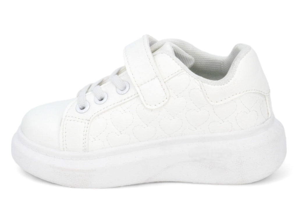 Girls White Heart Platform Sneaker
