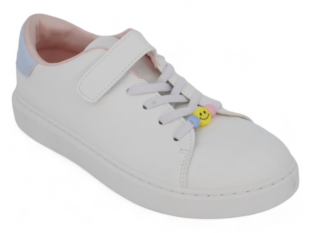Girls White Multicolor Lace Sneaker