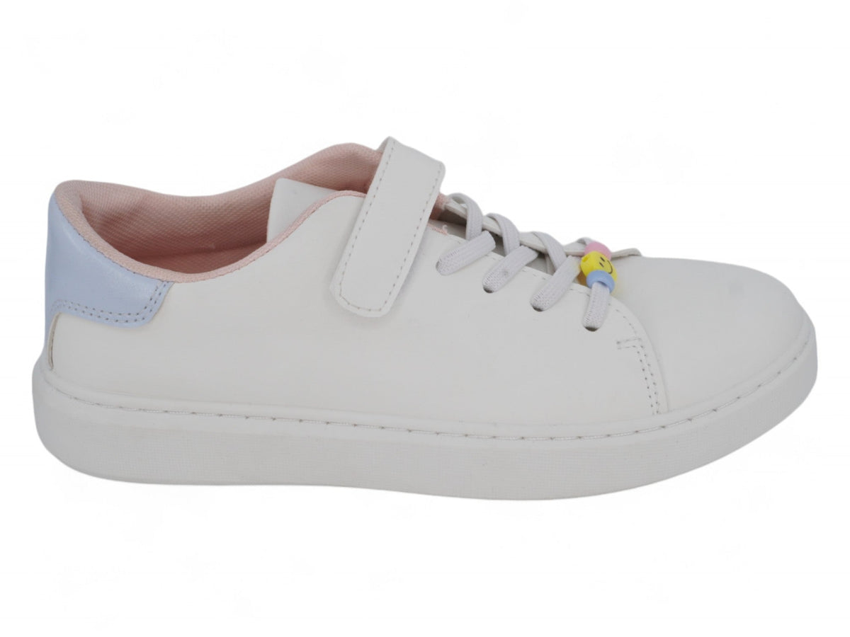 Girls White Multicolor Lace Sneaker