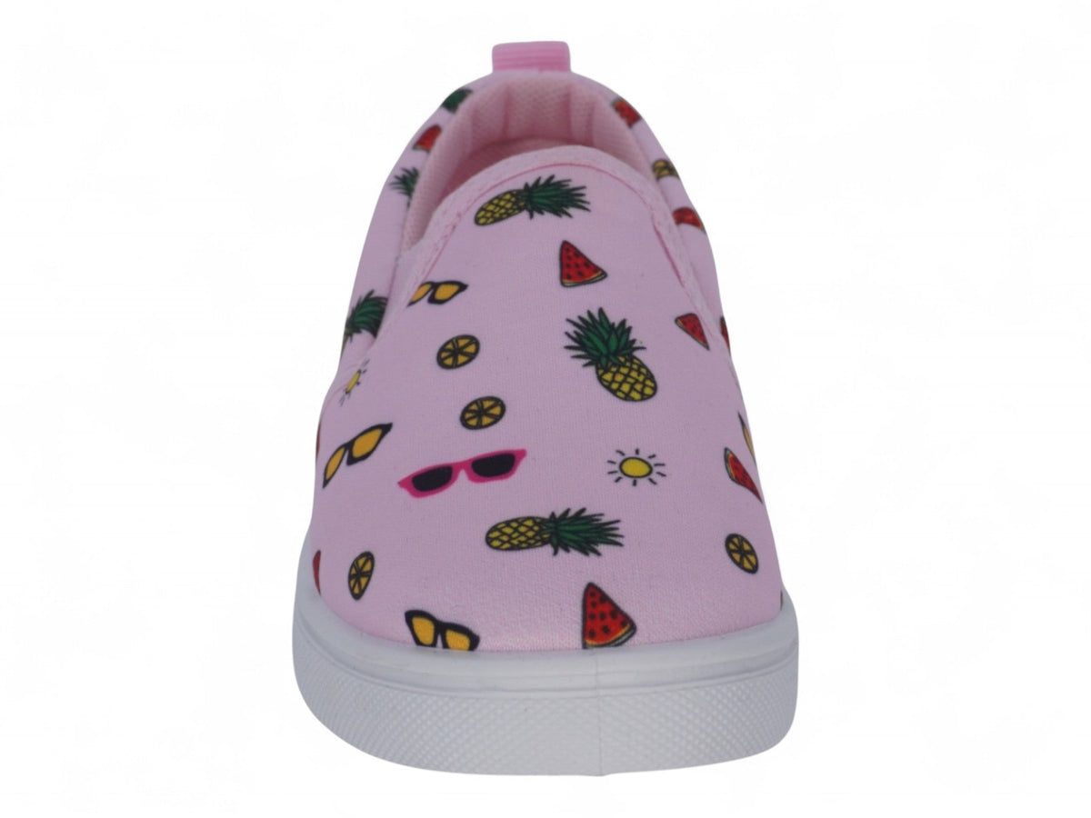Girls Pink Summer Print Slip On
