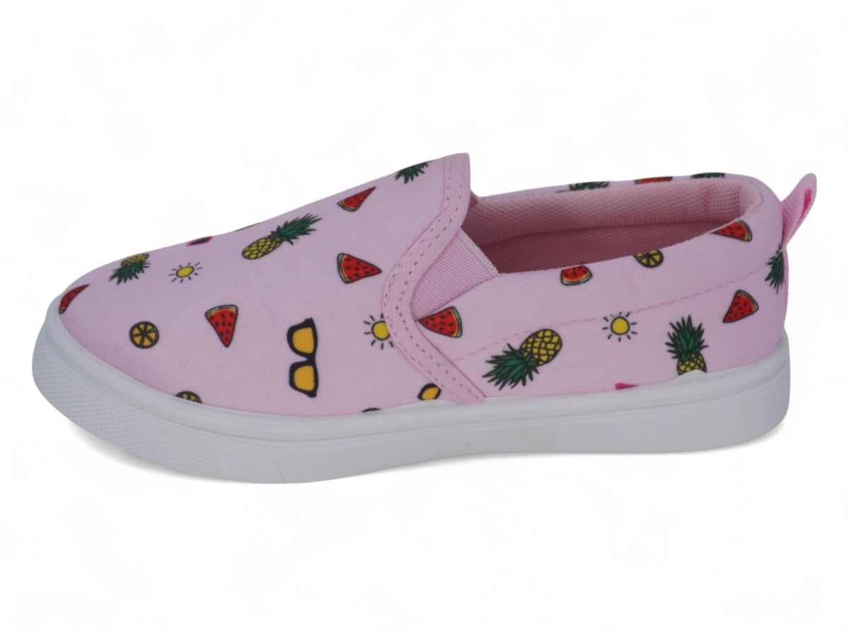 Girls Pink Summer Print Slip On