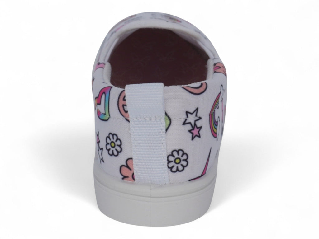 Girls White Rainbow Print Slip On