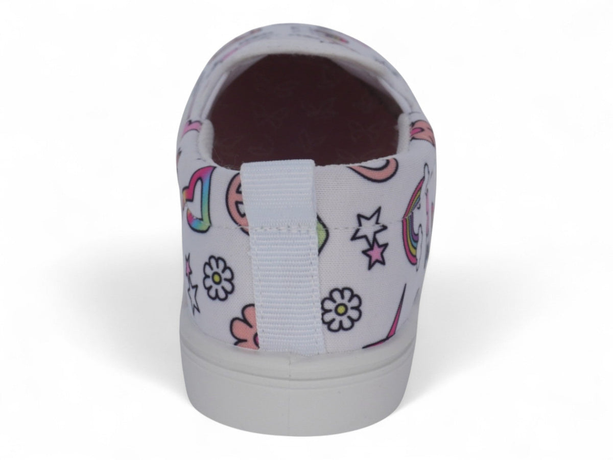 Girls White Rainbow Print Slip On