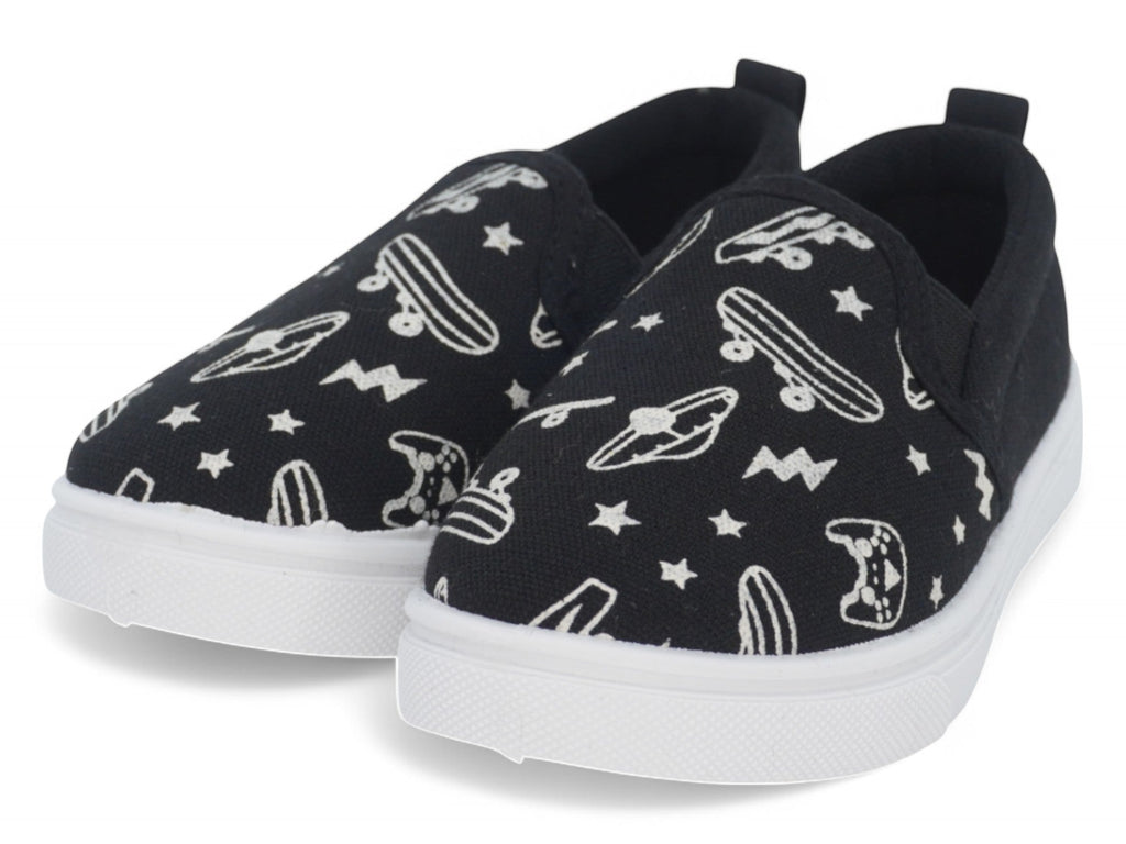 Toddler Black Skater Canvas Slip On