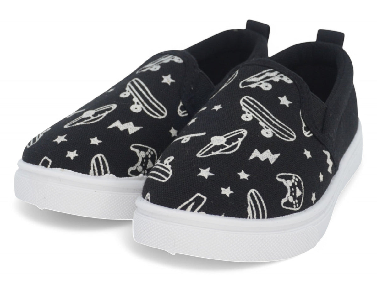 Toddler Black Skater Canvas Slip On