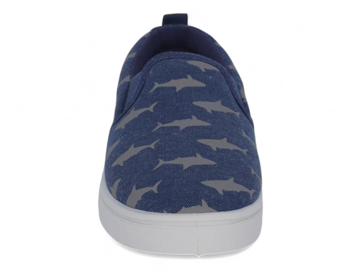 Toddler Blue Shark Canvas Slip On